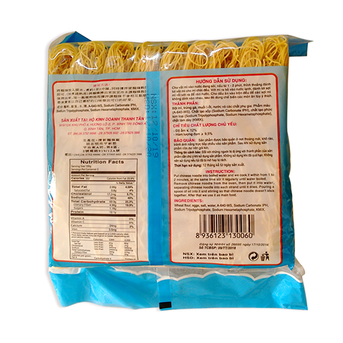 Mì trứng Thanh Tân đặc biệt loại 2 – 500g  sợi nhỏ